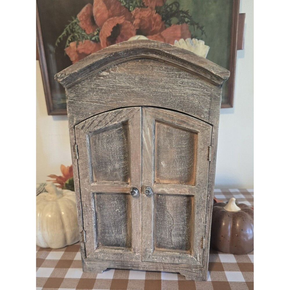 VTG Rustic Wood Display Storage Countertop Cabinet Distressed  Farmhouse 13”